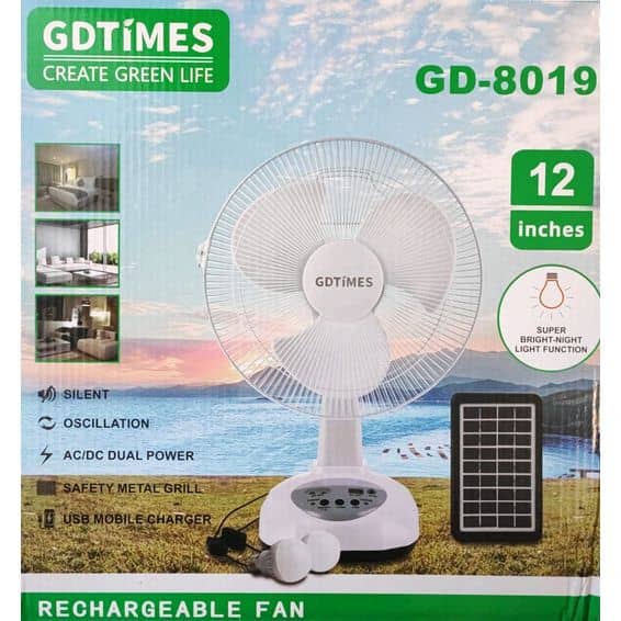 Rechargeable Fan GD-8019 - 12 pouces 